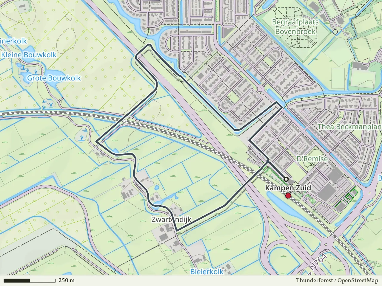 Rode route vanaf Kampen-Station Zuid, Kampen