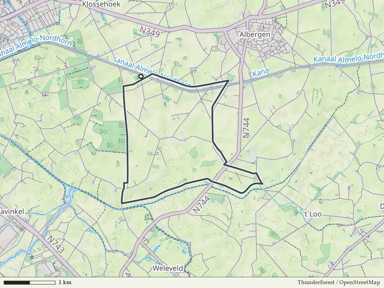 Paarse route vanaf Vossenveen, Albergen