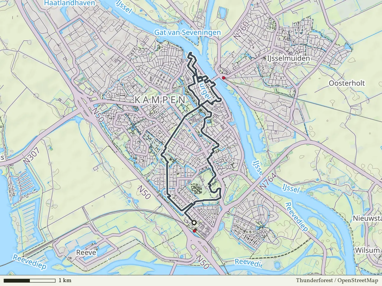 Blauwe route vanaf Kampen-Station Zuid, Kampen
