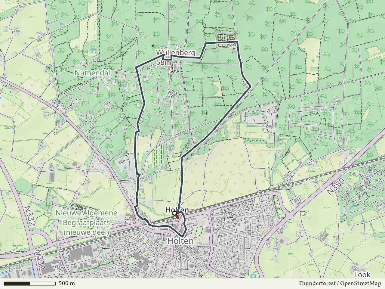 Paarse route vanaf Holten, Rijssen/Holten