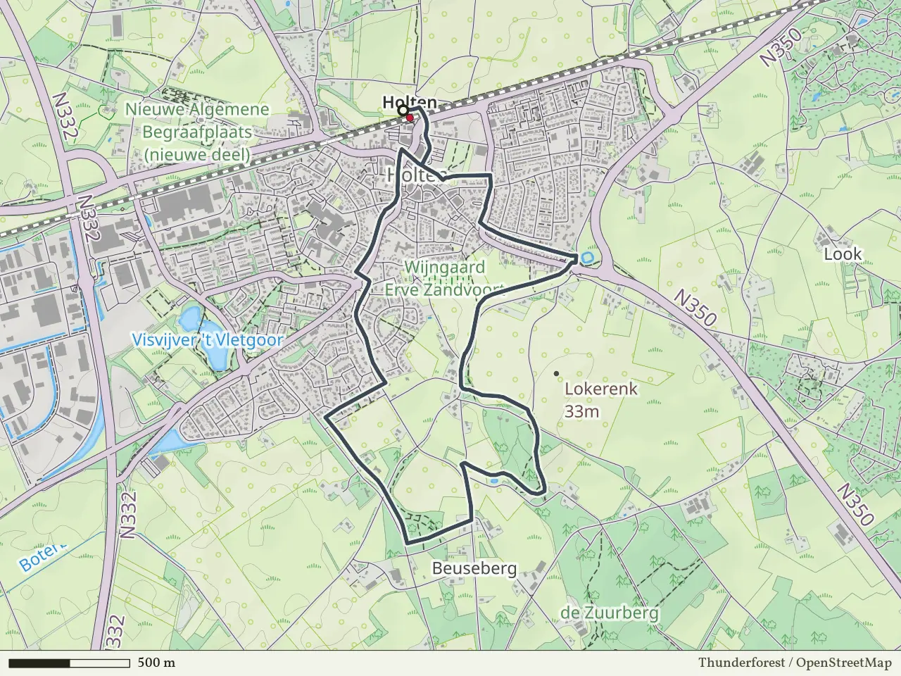 Rode route vanaf Holten, Rijssen/Holten