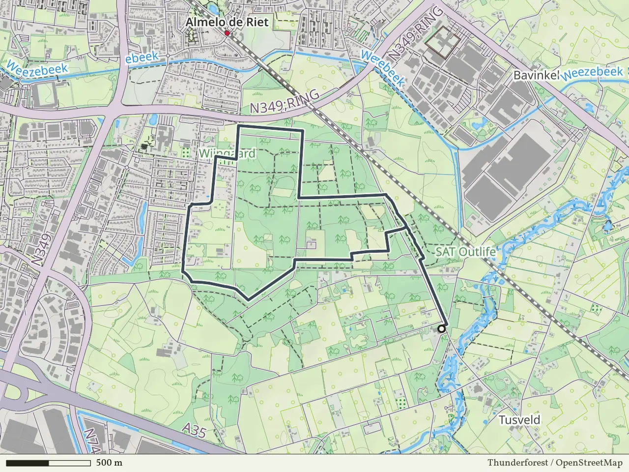 Paarse route vanaf Tusveld, Bornerbroek