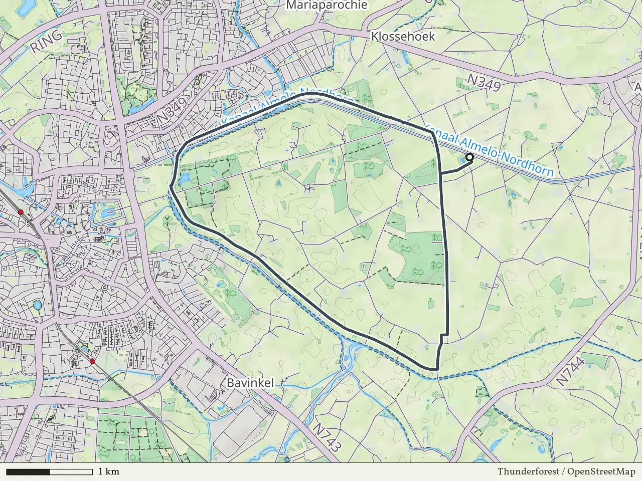 Gele route vanaf Vossenveen, Albergen
