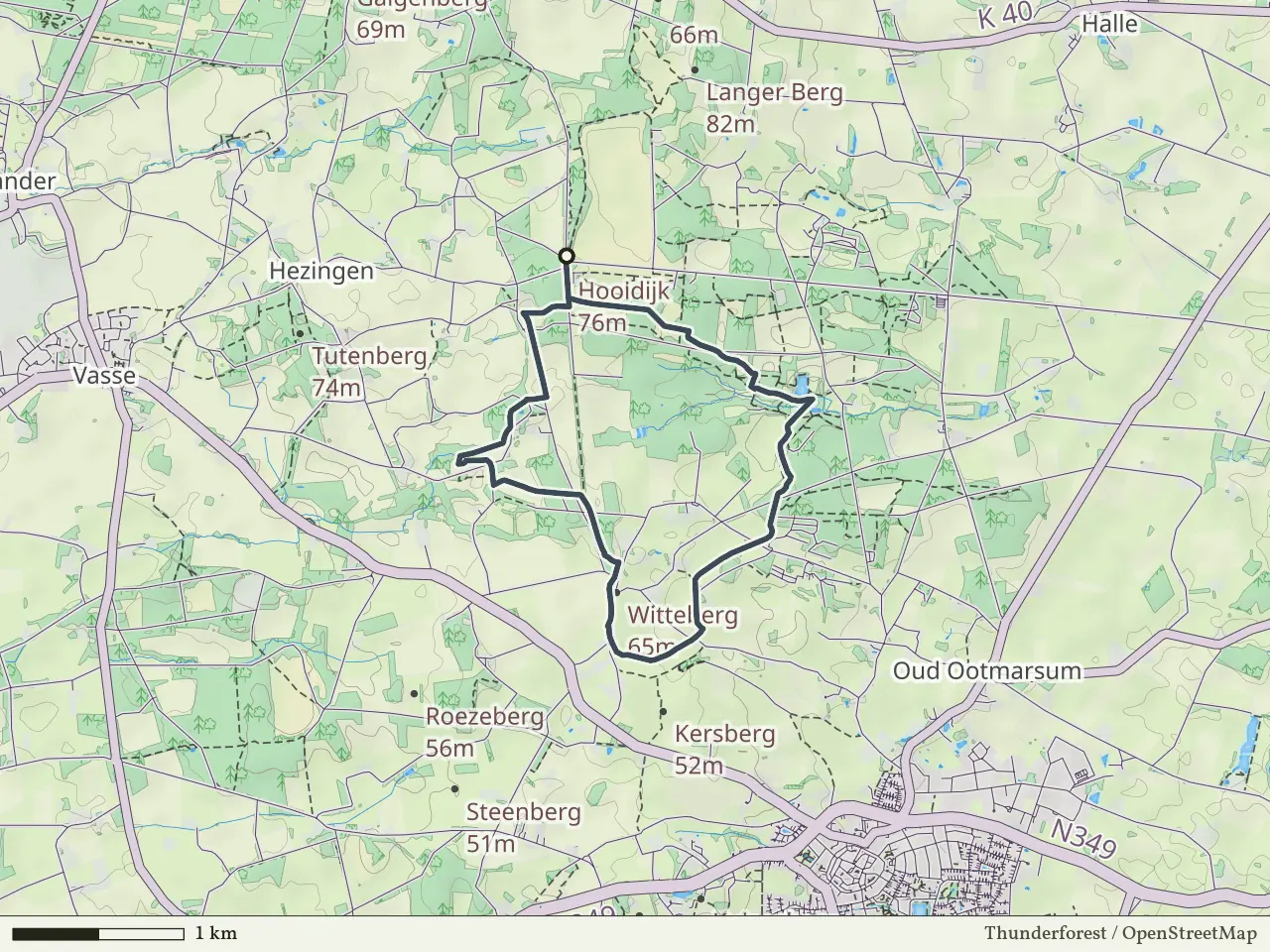 Paarse route vanaf Brandtoren, Hezingen