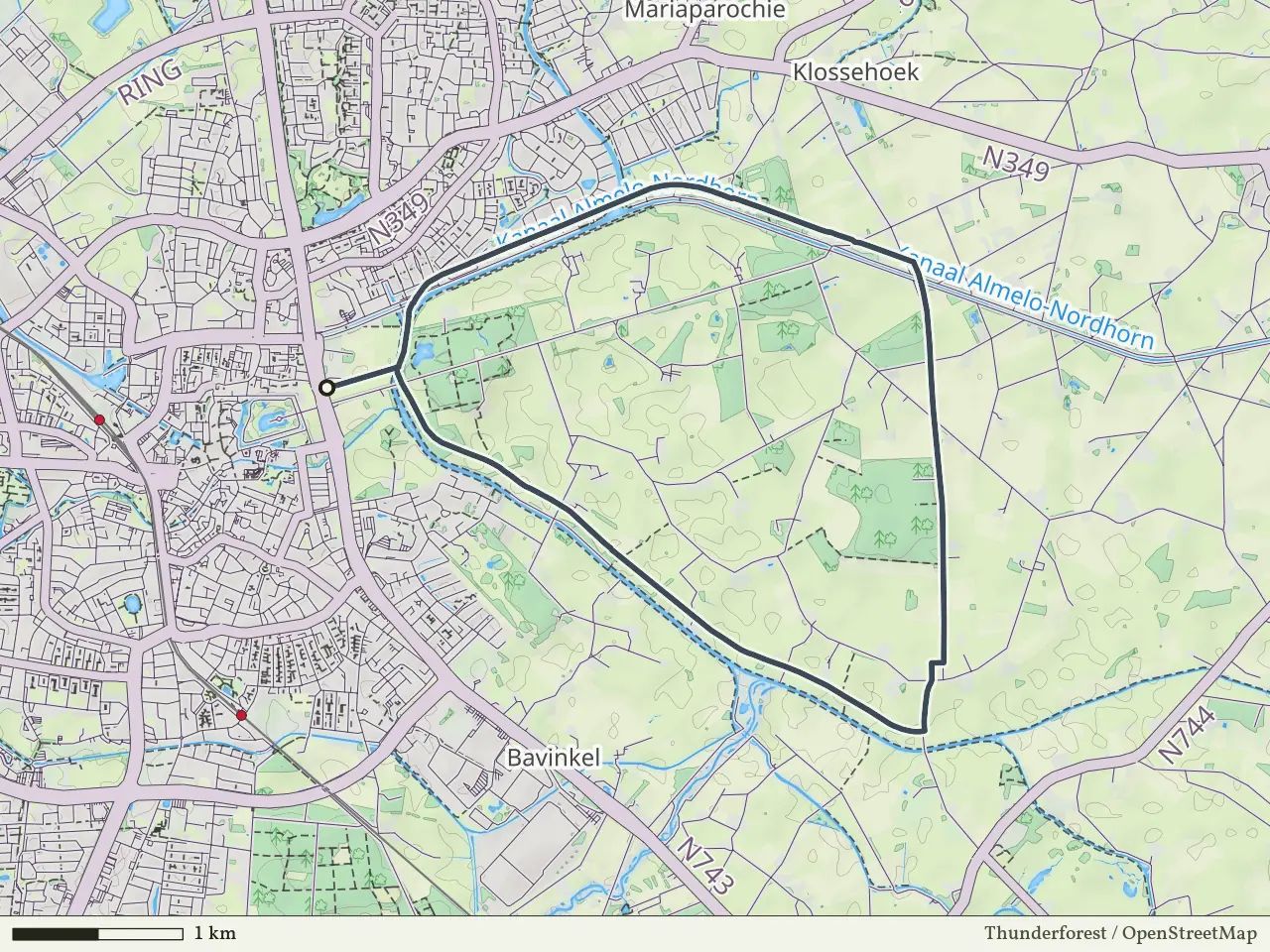 Gele route vanaf Huize Almelo, Almelo