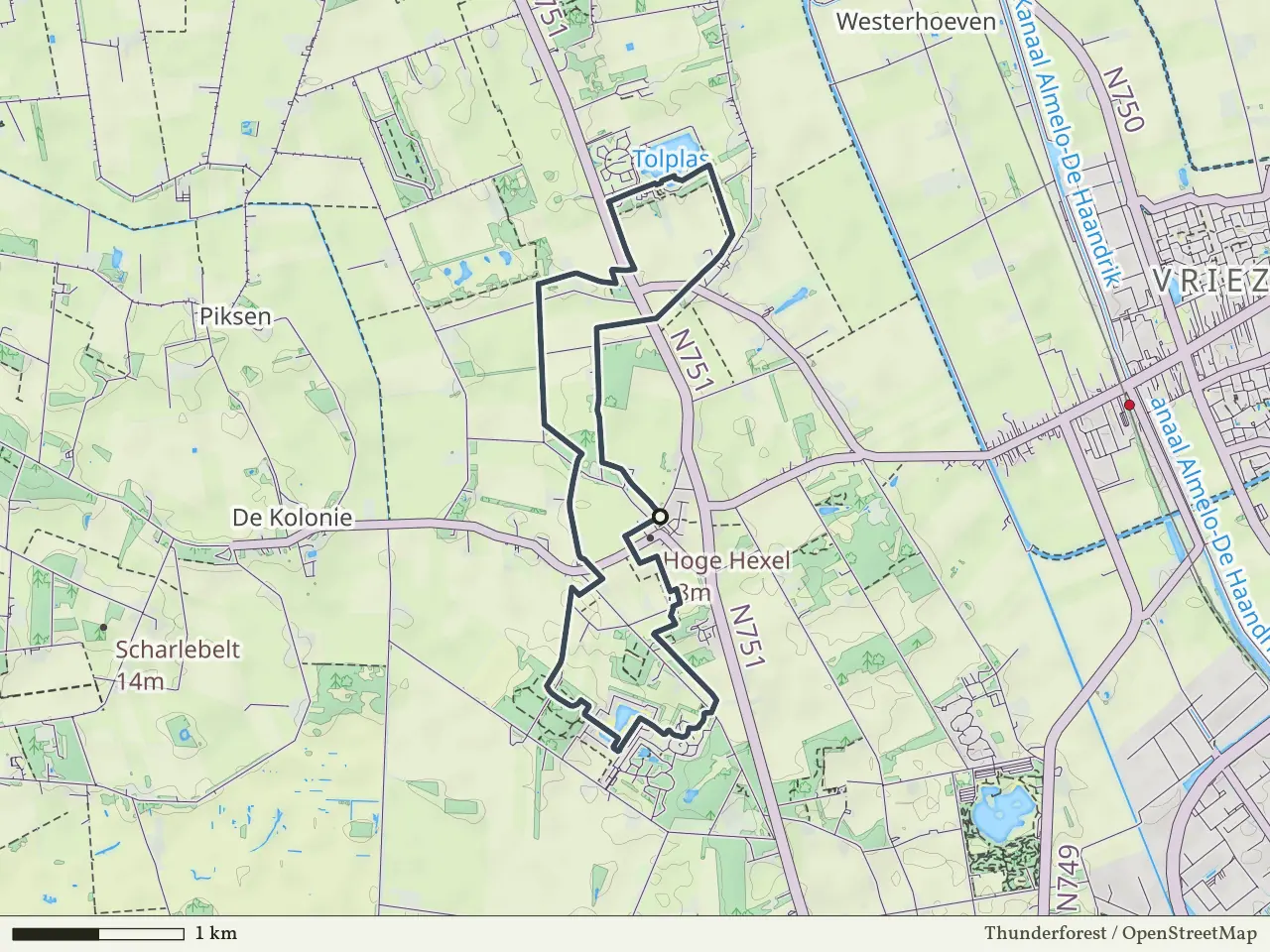 Rode route vanaf Hoge Hexel, Wierden