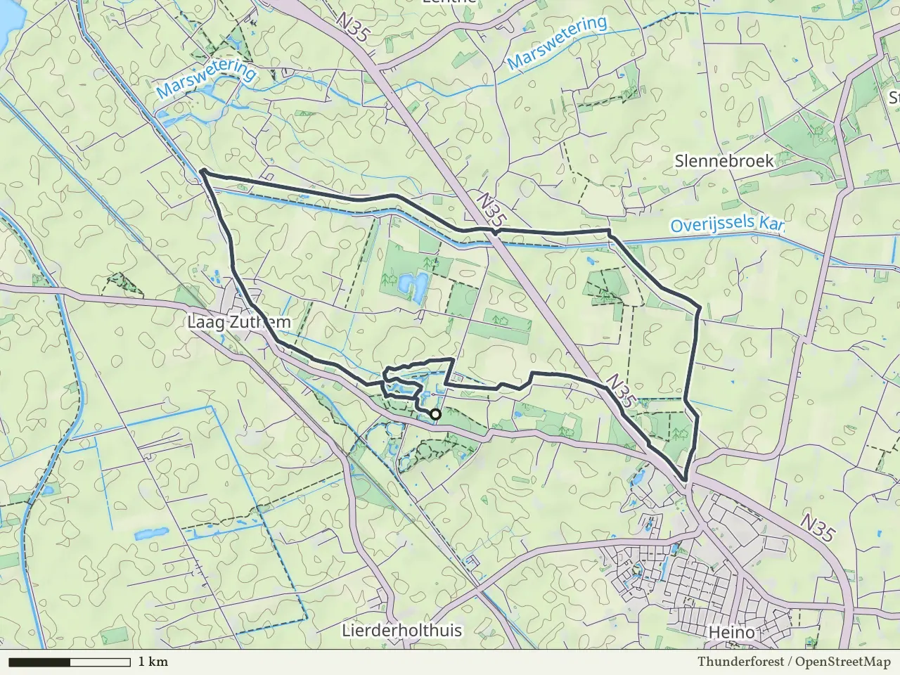 Rode route vanaf Den Alerdinck/De Colckhof, Laag Zuthem