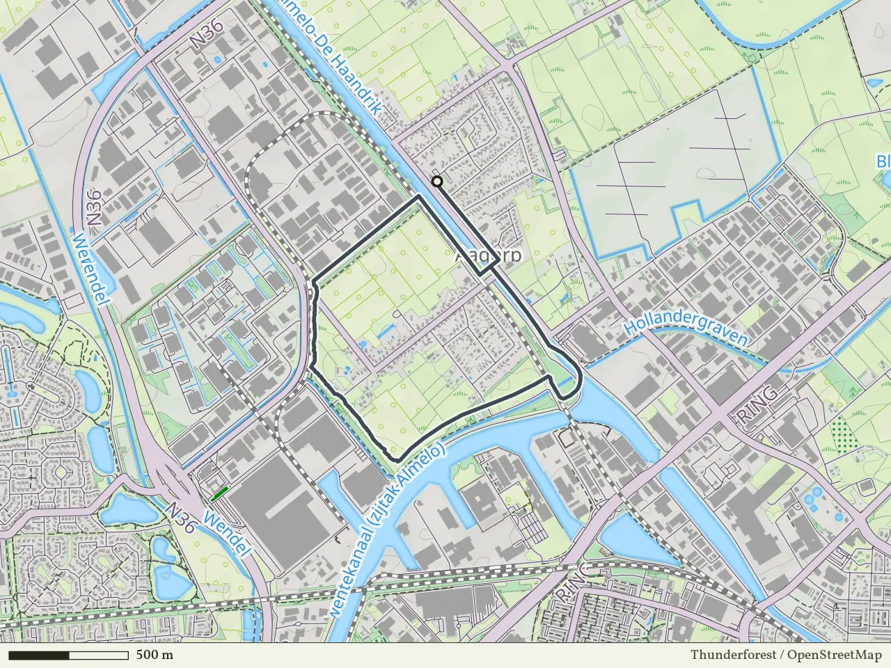 Paarse route vanaf Aadorp, Vriezenveen