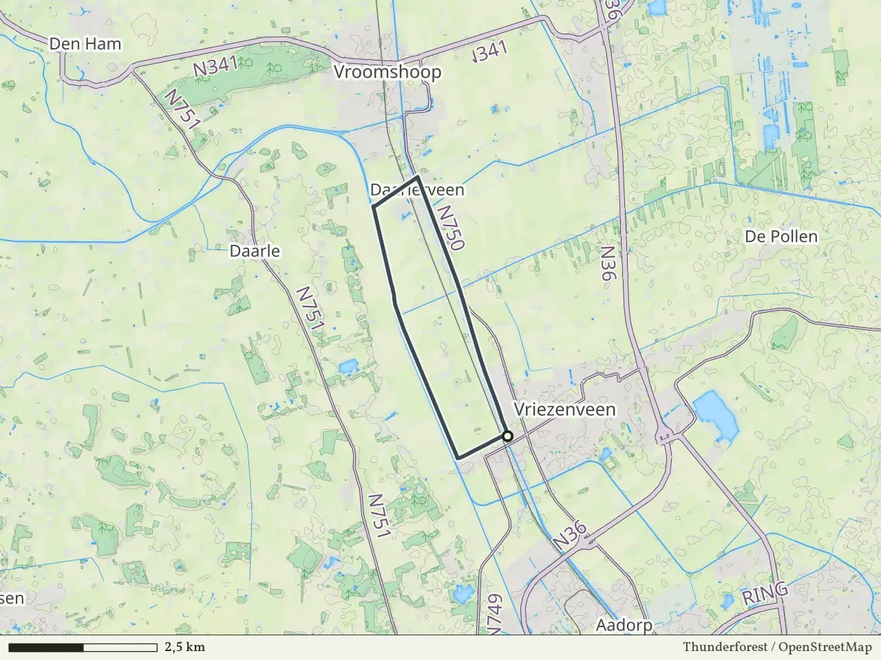 Blauwe route vanaf Bovenkuilen, Vriezenveen