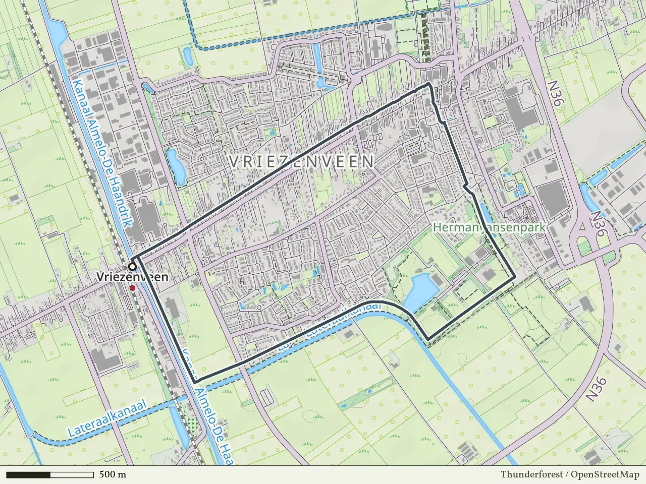Rode route vanaf Bovenkuilen, Vriezenveen