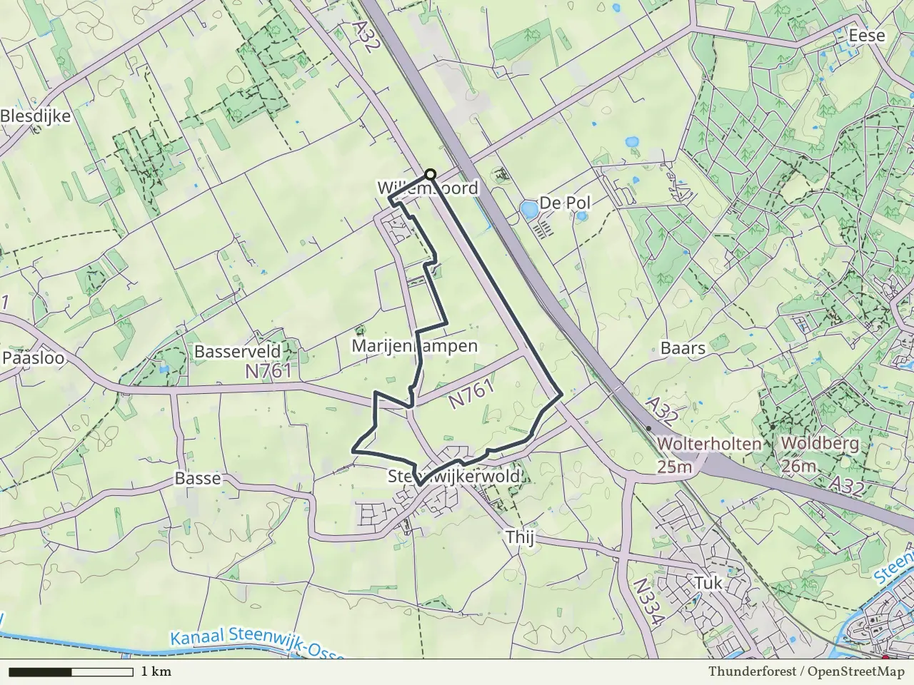 Groene route vanaf Willemsoord, Weerribben-Wieden