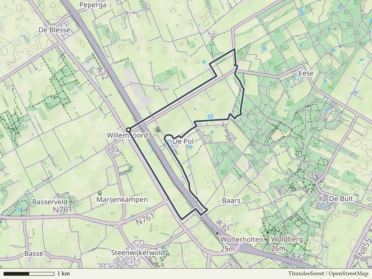 Oranje route vanaf Willemsoord, Weerribben-Wieden