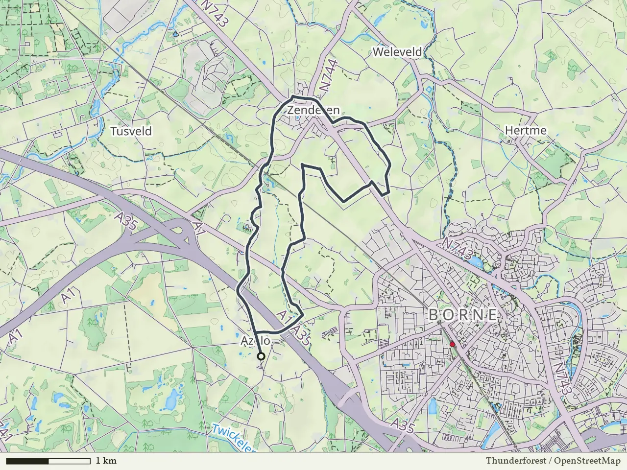 Gele route vanaf Azelo, Zenderen