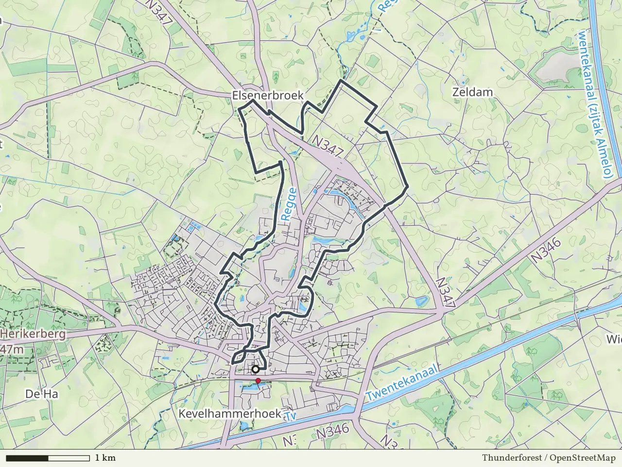 Paarse route vanaf Goor, Hof van Twente
