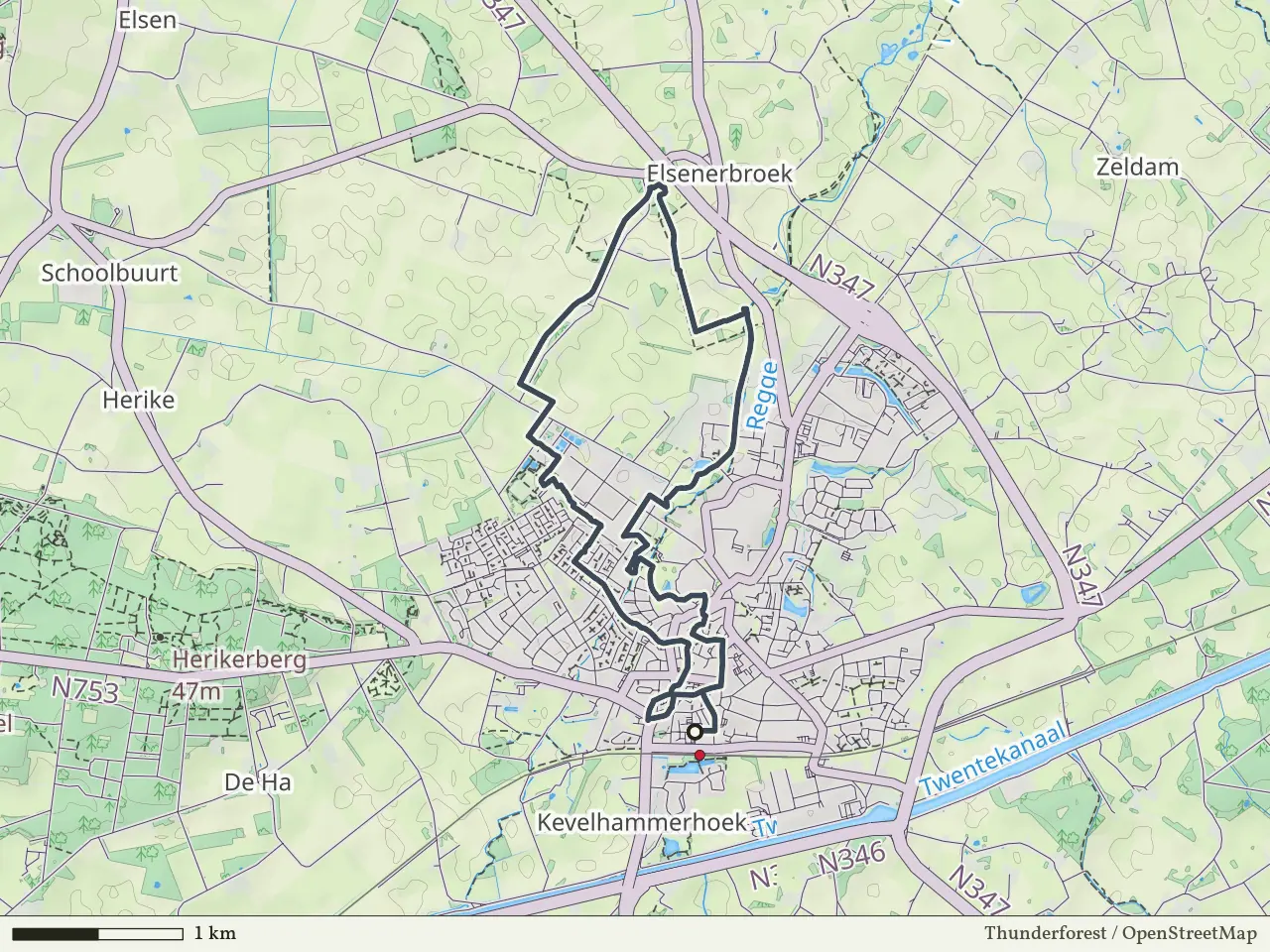 Rode route vanaf Goor, Hof van Twente