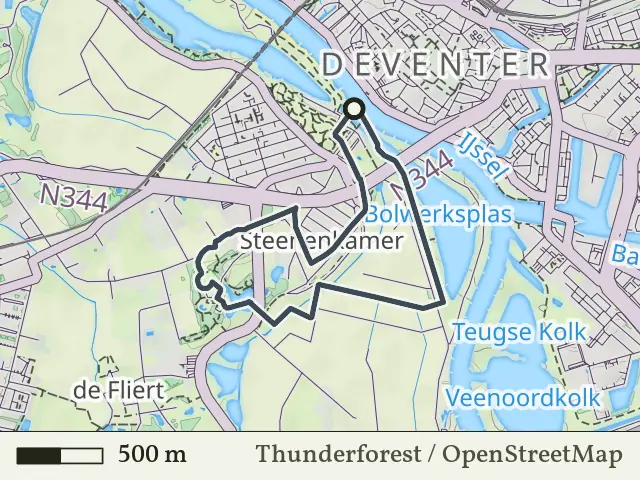 Rode route vanaf De Worp, Deventer