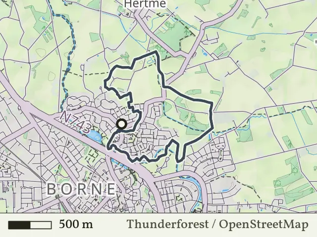 Blauwe route vanaf Stroomesch, Borne