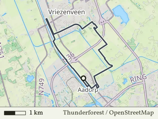 Oranje route vanaf Aadorp, Vriezenveen