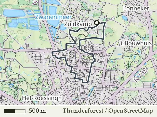 Paarse route vanaf Zuidkamp, Enschede