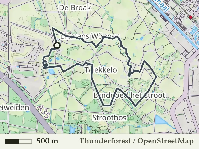 Paarse route vanaf Boeldershoek, Twekkelo