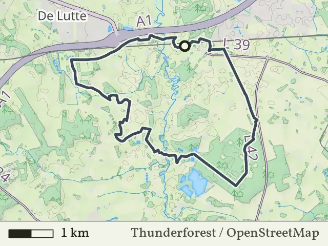 Paarse route vanaf De Poppe, De Lutte