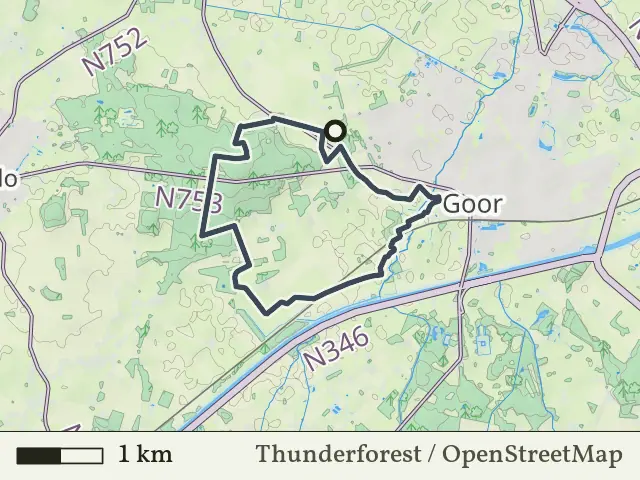 Rode route vanaf De Whee, Goor