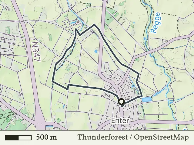 Paarse route vanaf Enter, Enter