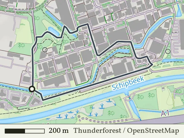 Blauwe route vanaf Schipbeek, Deventer