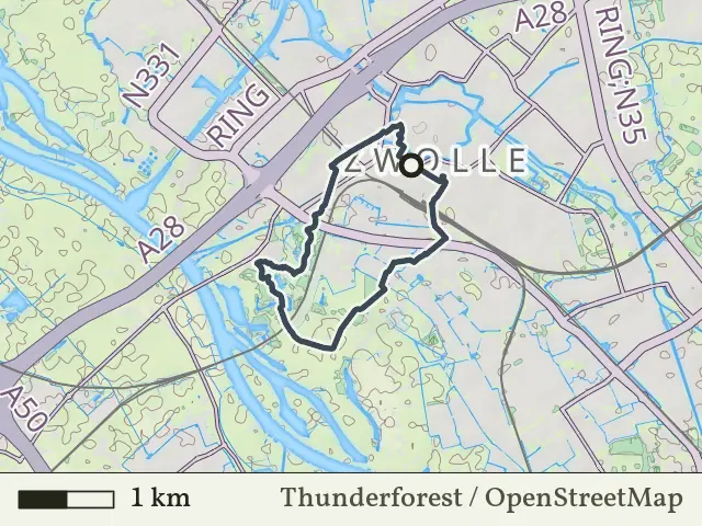 Paarse route vanaf Zwolle-Station, Zwolle