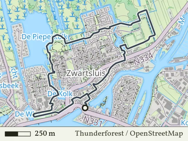 Rode route vanaf Zwartsluis, IJsseldelta