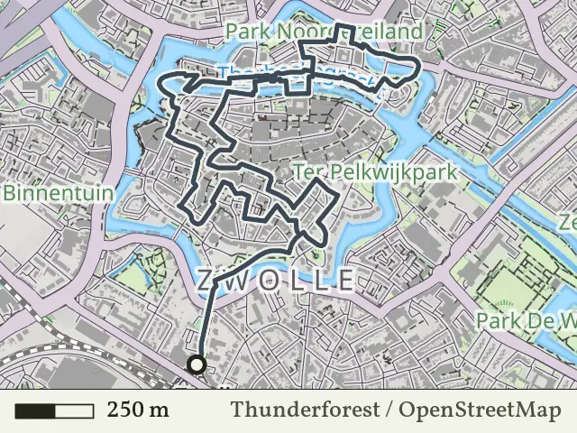 Rode route vanaf Zwolle-Station, Zwolle