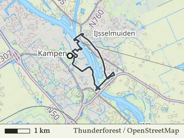 Gele route vanaf Kampen, IJsseldelta