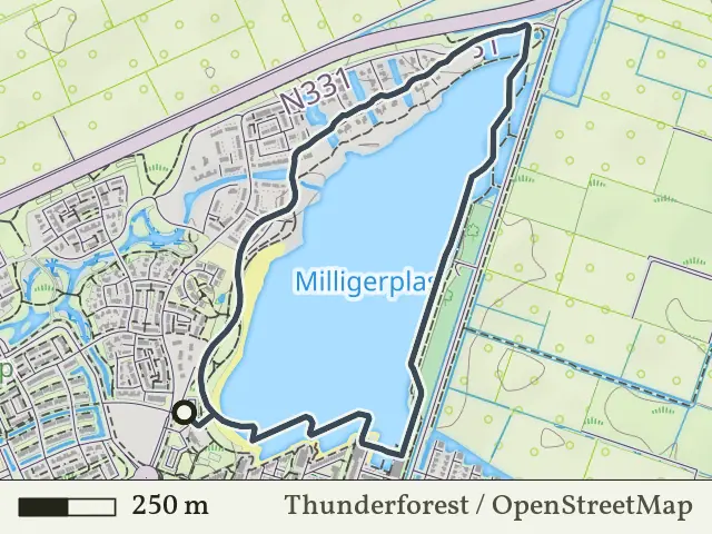 Rode route vanaf Milligerplas, Zwolle