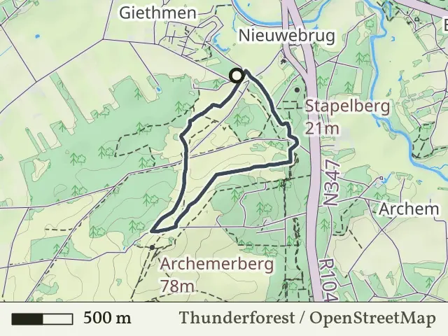 Rode route vanaf Giethmen, Ommen