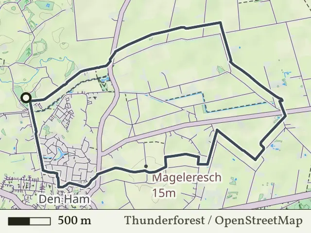 Paarse route vanaf Eerder Achterbroek, Den Ham