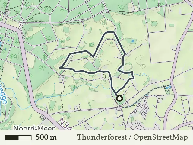 Rode route vanaf Eerder Achterbroek, Den Ham