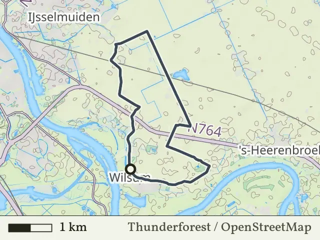 Gele route vanaf Wilsum, IJsseldelta