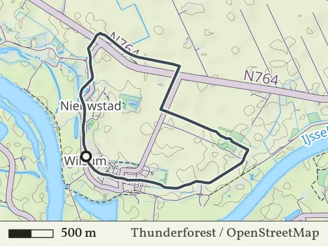 Paarse route vanaf Wilsum, IJsseldelta