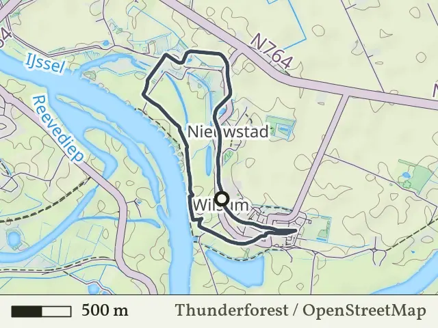 Rode route vanaf Wilsum, IJsseldelta