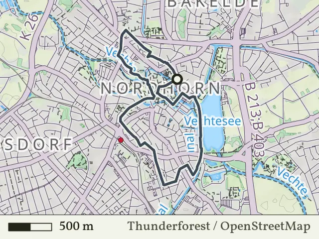 Rode route vanaf Nordhorn, Denekamp
