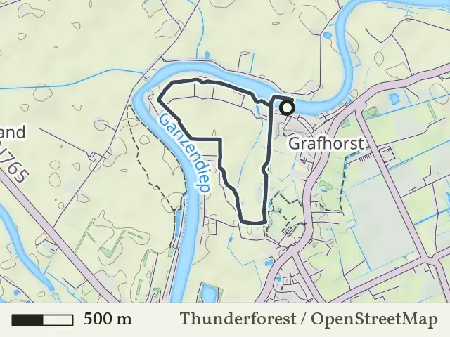 Paarse route vanaf Grafhorst, IJsseldelta