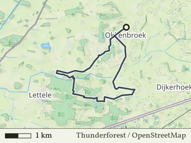 Paarse route vanaf Okkenbroek, Salland