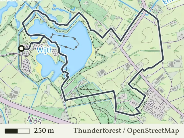 Gele route vanaf Wijthmenerplas, Wijthmen