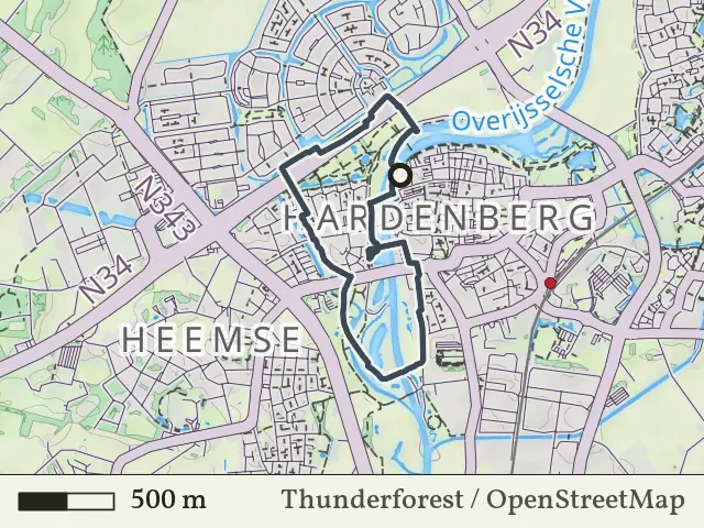 Rode route vanaf Hardenberg, Hardenberg Oost