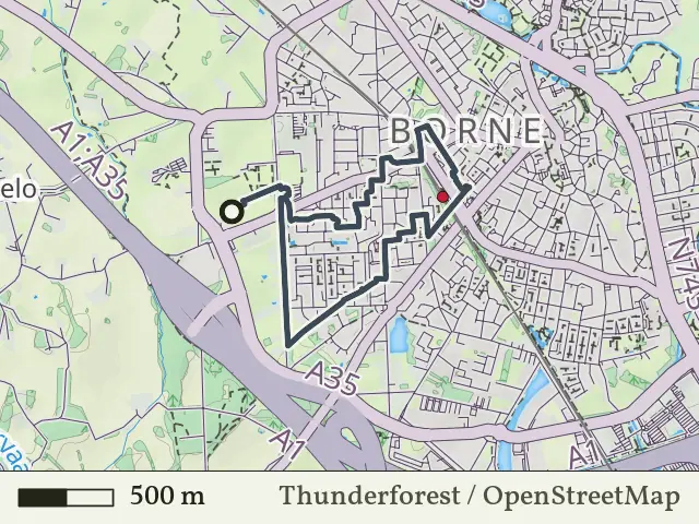 Rode route vanaf Buren, Borne