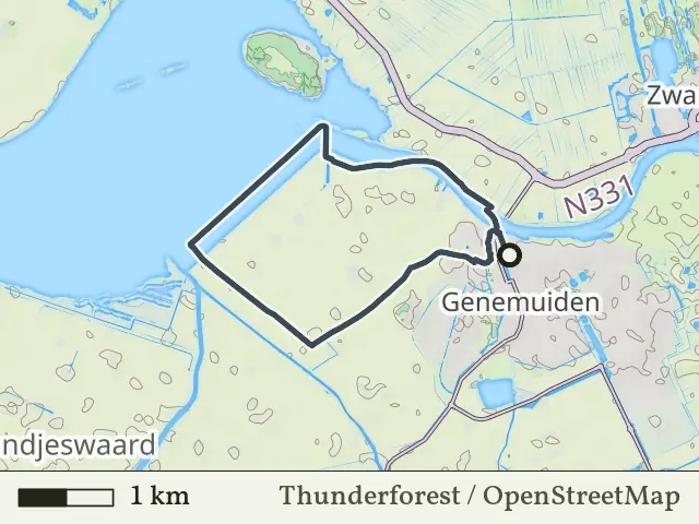 Paarse route vanaf Genemuiden, IJsseldelta