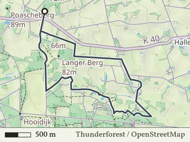 Blauwe route vanaf Hesingen, Halle