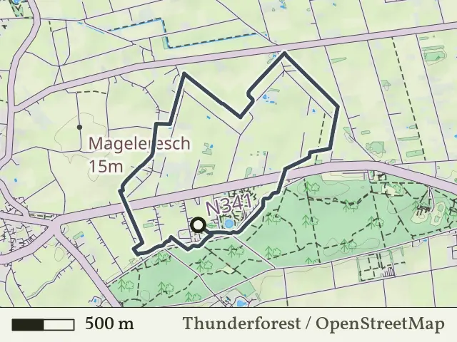 Oranje route vanaf Zandstuve, Den Ham