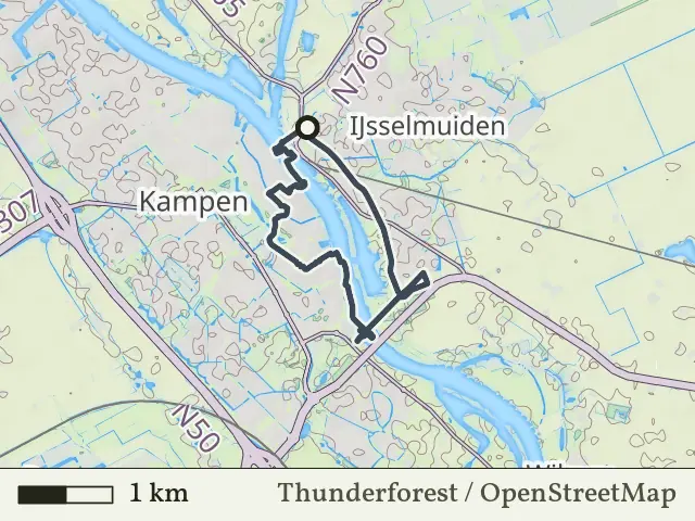 Gele route vanaf Kampen-Station, Kampen