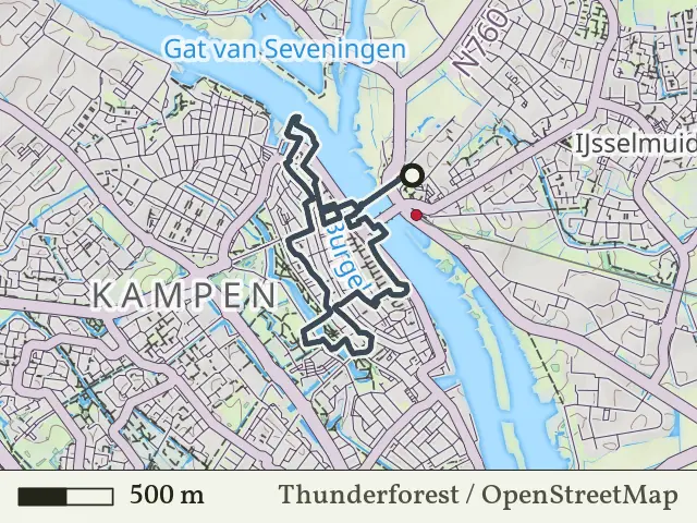Rode route vanaf Kampen-Station, Kampen
